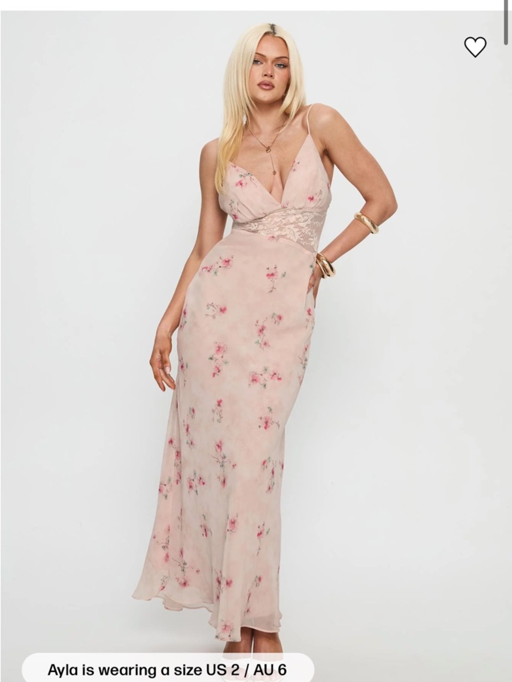 Princess Polly Blush Pink Floral Lace-Trim Maxi Dress